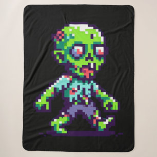 8-bit funny zombie Halloween Sherpa Blanket