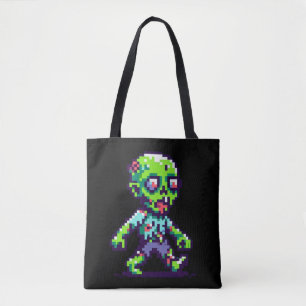 8-bit funny zombie Halloween Tote Bag