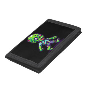 8-bit funny zombie Halloween Tri-fold Wallet