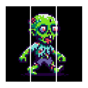 8-bit funny zombie Halloween  Triptych