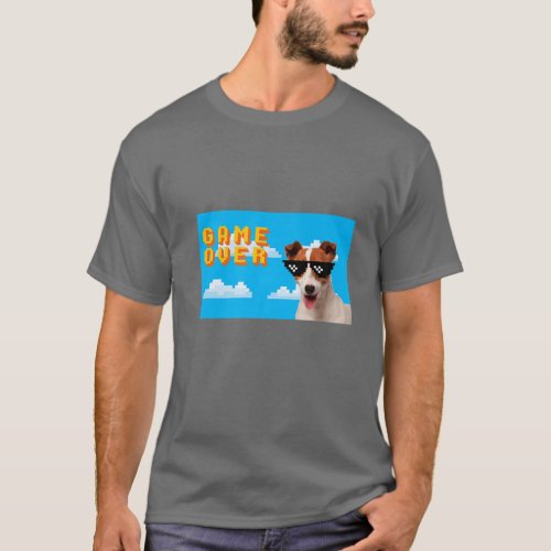 8_Bit Game Over Jack Russell T_Shirt