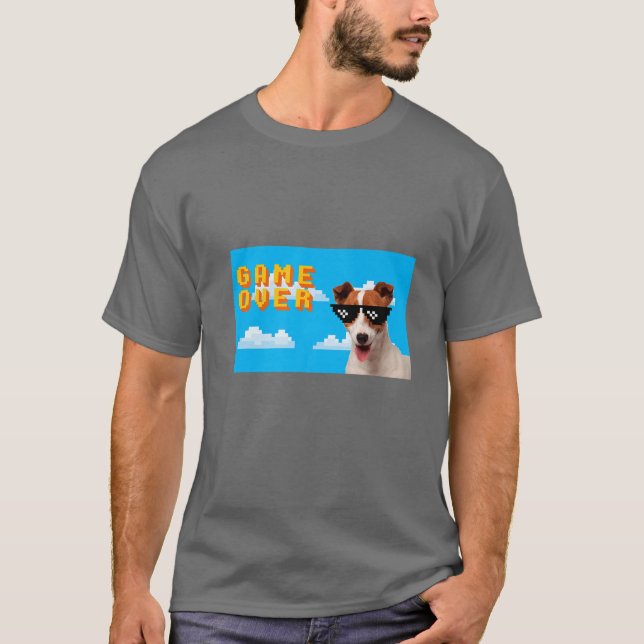 8-Bit Game Over Jack Russell T-Shirt (Front)