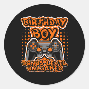 8 Bit Gaming Orange Video Game Controller Birthday Classic Round Sticker