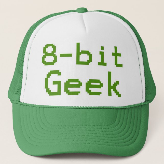 8-bit Geek Humorous Nerd Trucker Hat (Front)