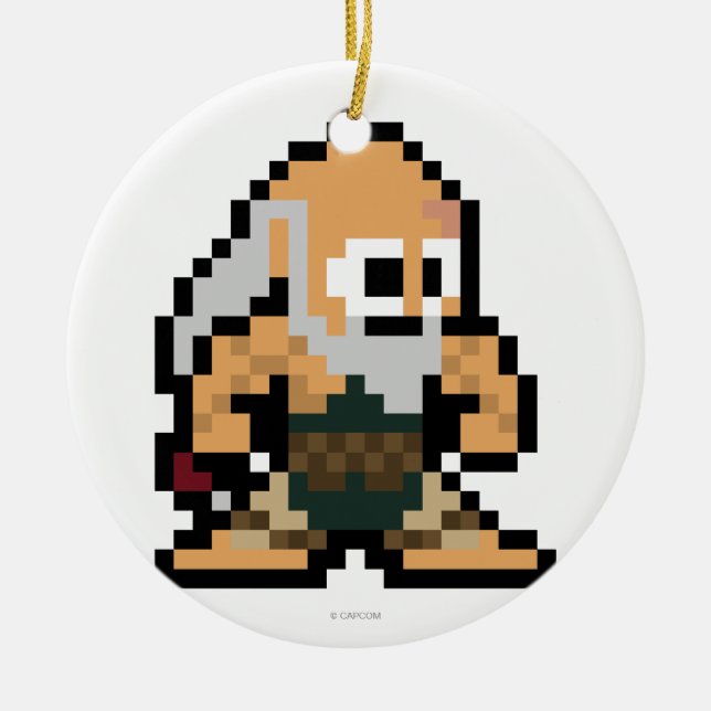 8-Bit Gouken Ceramic Ornament (Front)