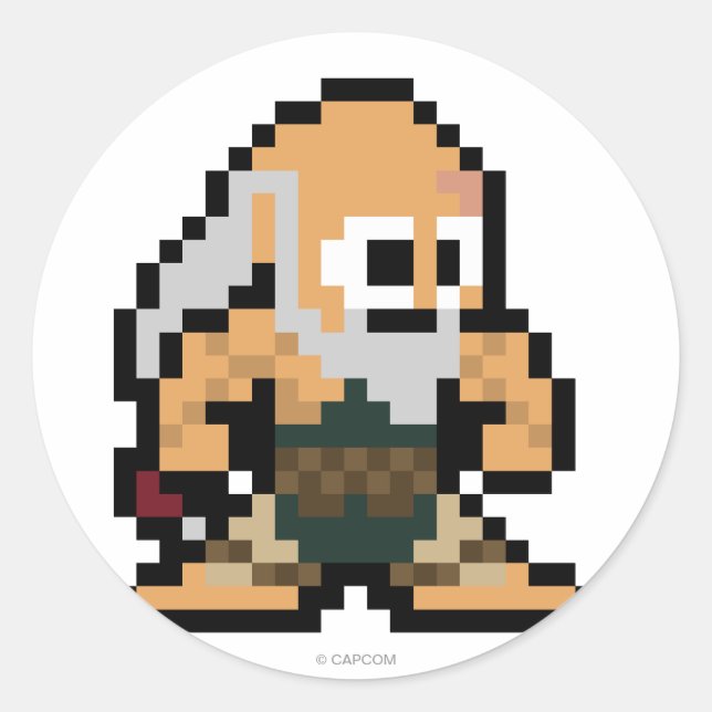 8-Bit Gouken Classic Round Sticker (Front)