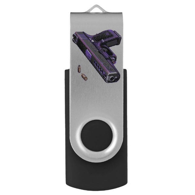 8 Bit Handgun Retro Gamer Flash Drive (Front Vertical)