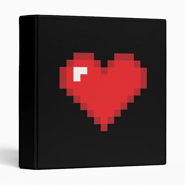 8 Bit Heart 3 Ring Binder (Front/Spine)