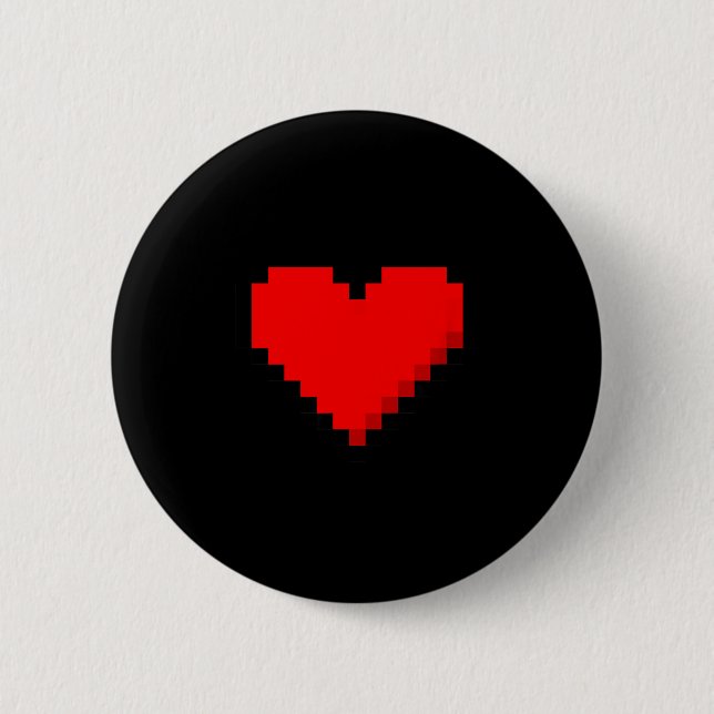 8 Bit Heart Retro Valentines Day Xel Artwork  Button (Front)