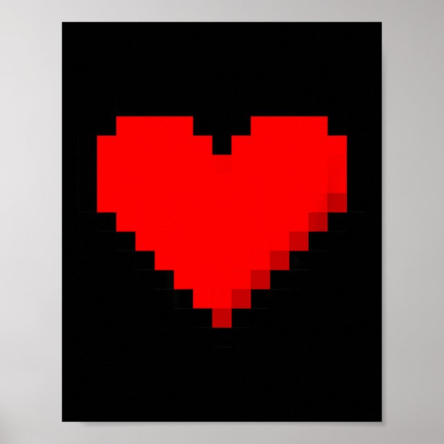 8 Bit Heart Retro Valentines Day Xel Artwork  Poster (Front)