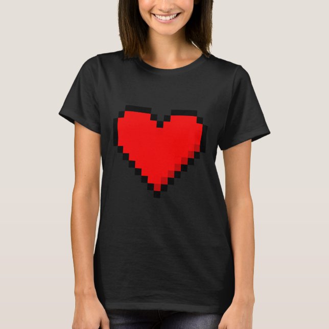 8 Bit Heart Retro Valentines Day Xel Artwork  T-Shirt (Front)