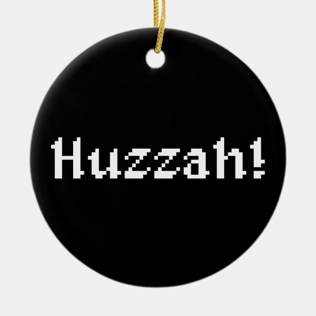 8 Bit Huzzah! Ceramic Ornament (Front)