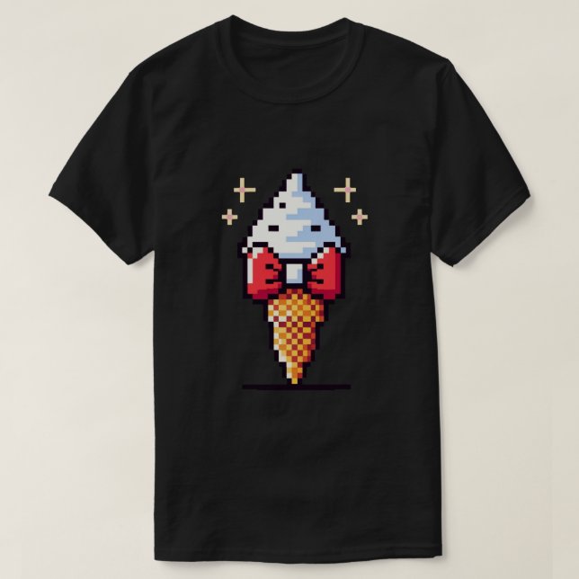 8-Bit Ice Cream Elegance: Dapper Dessert Design T-Shirt (Design Front)