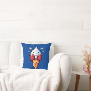 8-Bit Ice Cream Elegance: Dapper Dessert Design Throw Pillow