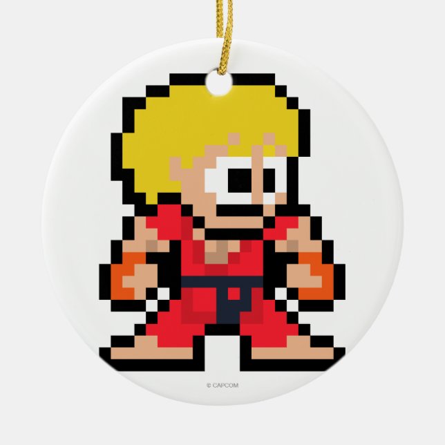 8-Bit Ken Ceramic Ornament (Front)