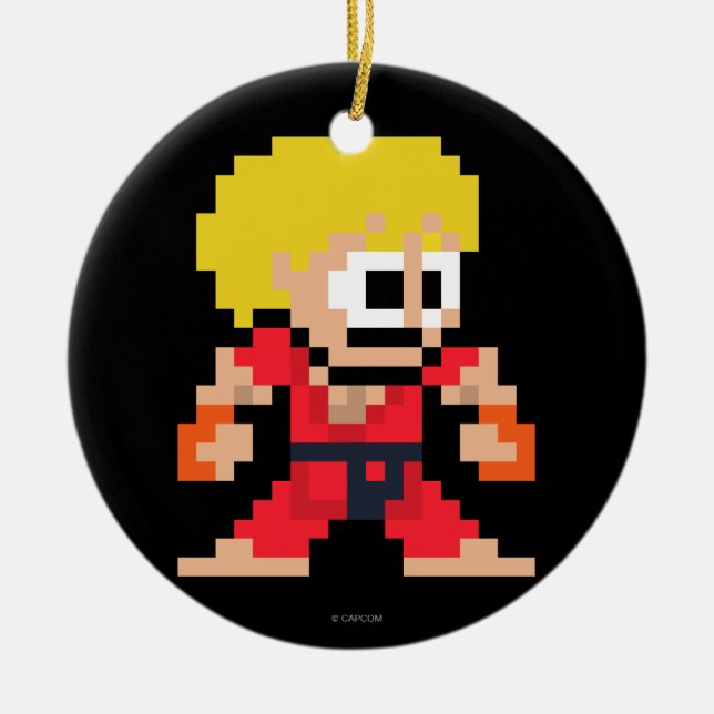 8-Bit Ken Ceramic Ornament (Front)