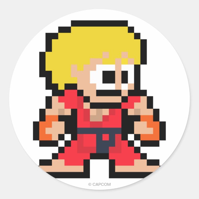 8-Bit Ken Classic Round Sticker (Front)