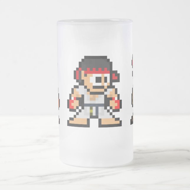 8-Bit Ken Ryu Akuma Frosted Glass Beer Mug (Center)