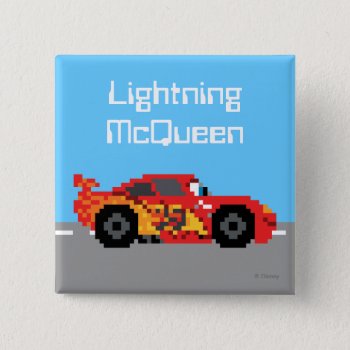 8-bit Lightning Mcqueen Pinback Button by DisneyPixarCars at Zazzle