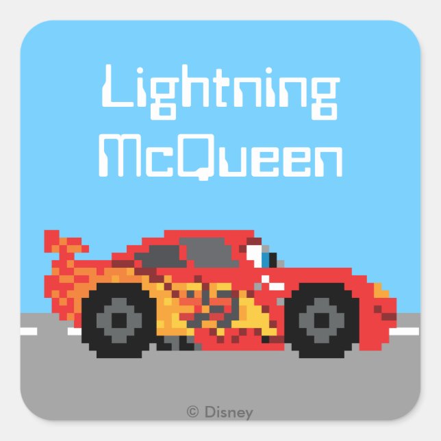 8-Bit Lightning McQueen Square Sticker (Front)