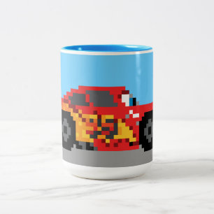 8-Bit Lightning McQueen Two-Tone Coffee Mug