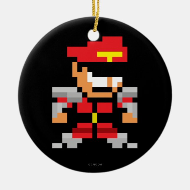 8-Bit M. Bison Ceramic Ornament (Front)