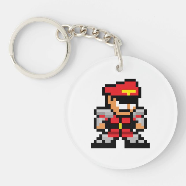 8-Bit M. Bison Keychain (Front)