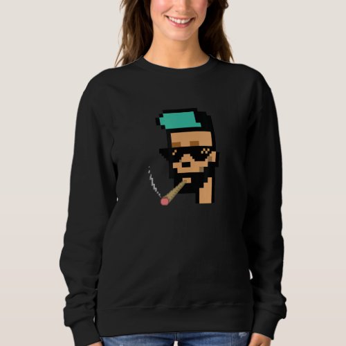 8 Bit Nft Digital Crypto Punk Art Stoner Punk Smok Sweatshirt