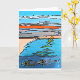 8-Bit Ocean Sunrise Painting by Alfred Fox Card