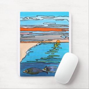 8-Bit Ocean Sunrise Painting by Alfred Fox Mouse Pad