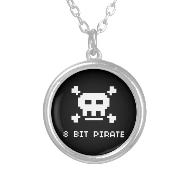 8 Bit Pirate Silver Plated Necklace (Front)