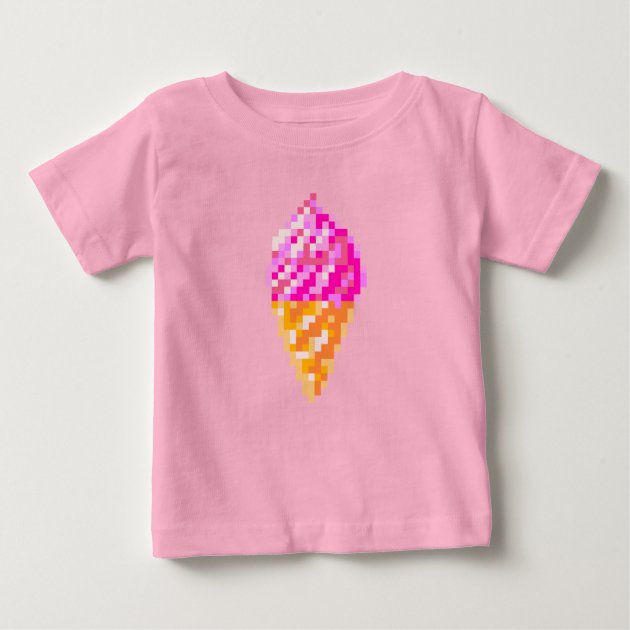 8-bit pixel art pink ice cream cone 