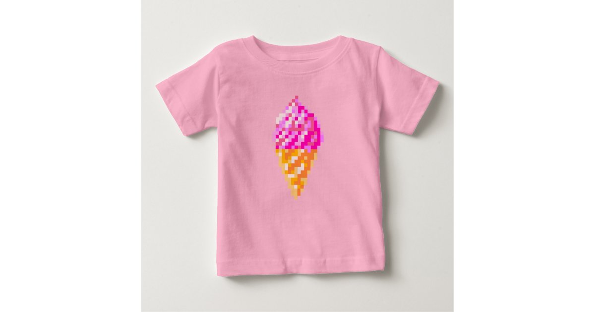 8 Bit Pixel Art Pink Ice Cream Cone Drawing Baby T Shirt Zazzle Com