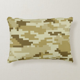 8 Bit Pixel Digital Desert Camouflage / Camo Accent Pillow