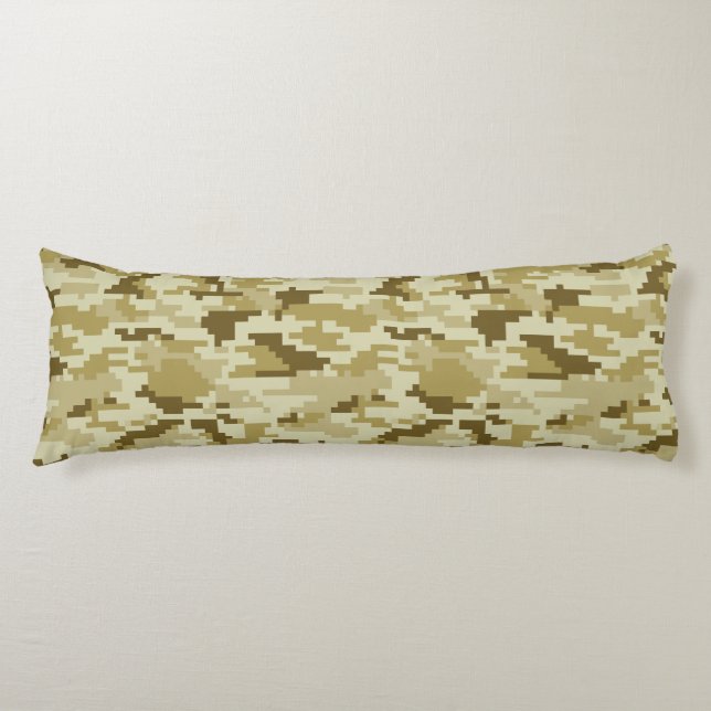 8 Bit Pixel Digital Desert Camouflage / Camo Body Pillow (Front)