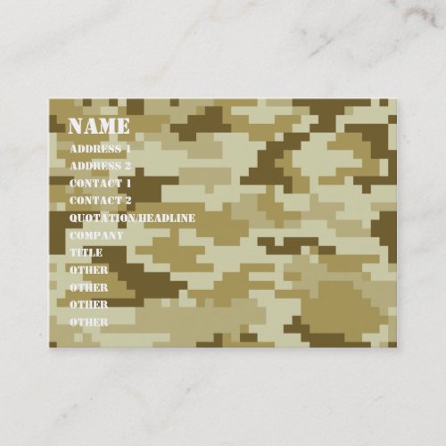 8 Bit Pixel Digital Desert Camouflage  Camo Business Card