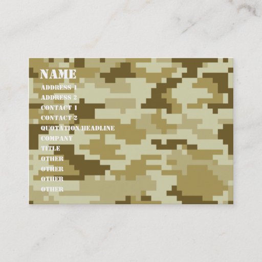 Customizable 8 Bit Pixel Desert Camouflage Business Cards