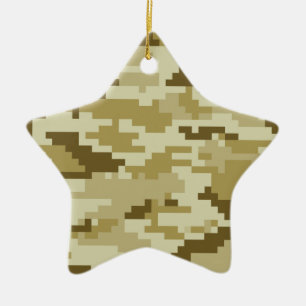 8 Bit Pixel Digital Desert Camouflage / Camo Ceramic Ornament