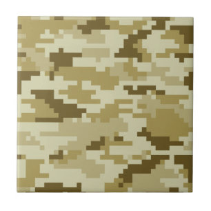 8 Bit Pixel Digital Desert Camouflage / Camo Ceramic Tile