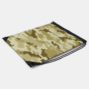 8 Bit Pixel Digital Desert Camouflage / Camo Drawstring Bag