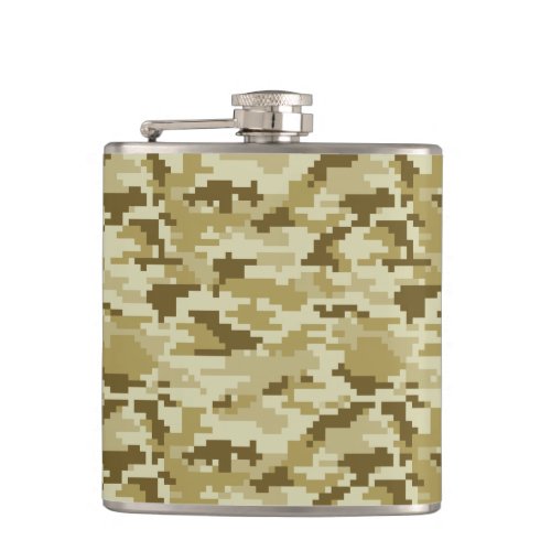 8 Bit Pixel Digital Desert Camouflage  Camo Flask