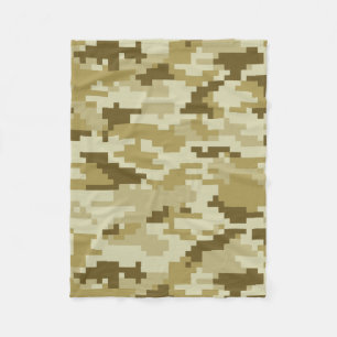 8 Bit Pixel Digital Desert Camouflage / Camo Fleece Blanket