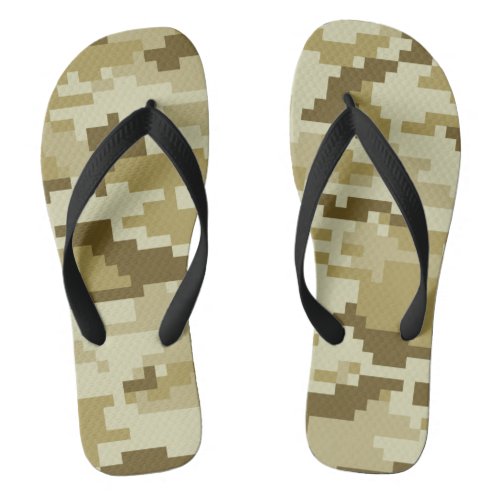 8 Bit Pixel Digital Desert Camouflage  Camo Flip Flops