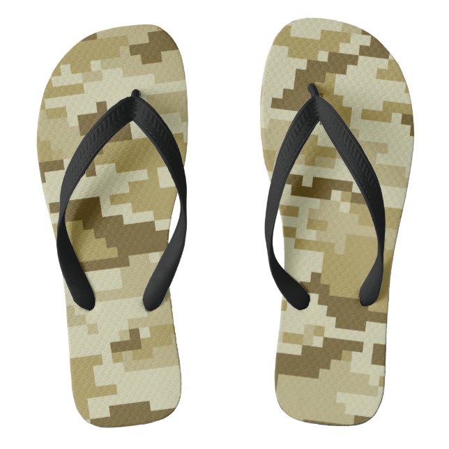 8 Bit Pixel Digital Desert Camouflage / Camo Flip Flops (Footbed)