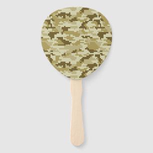 8 Bit Pixel Digital Desert Camouflage / Camo Hand Fan