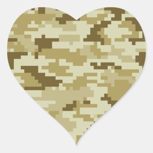 8 Bit Pixel Digital Desert Camouflage  Camo Heart Sticker