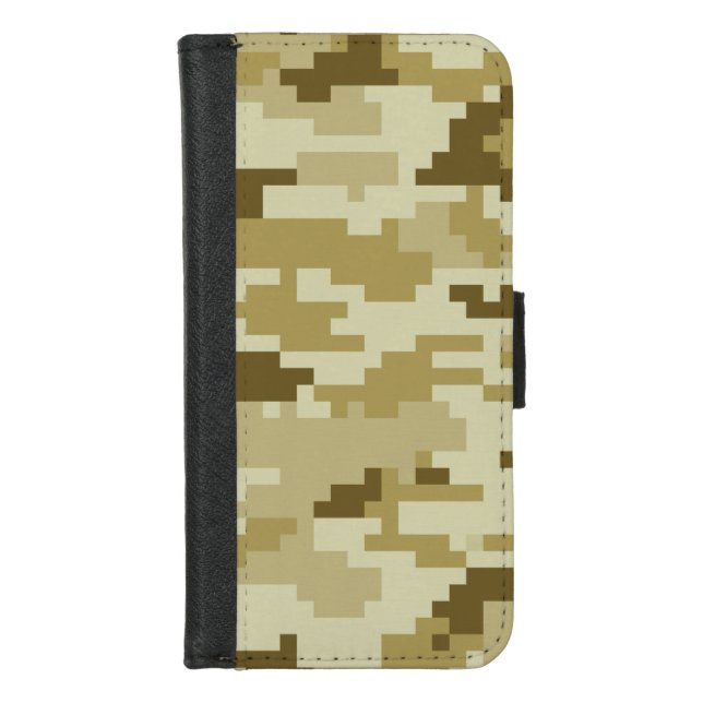 8 Bit Pixel Digital Desert Camouflage / Camo iPhone Wallet Case (Front)