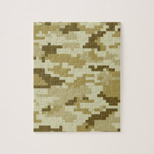 8 Bit Pixel Digital Desert Camouflage / Camo Jigsaw Puzzle