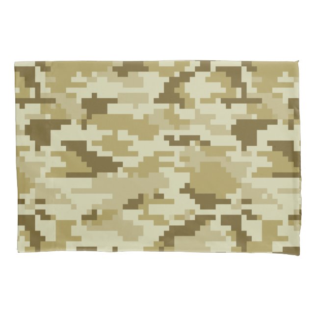 8 Bit Pixel Digital Desert Camouflage / Camo Pillowcase (Front)