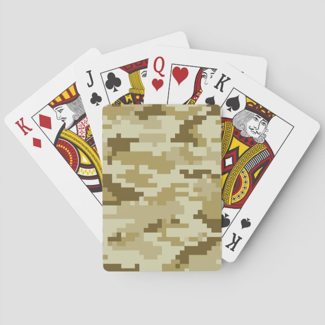 8 Bit Pixel Digital Desert Camouflage / Camo Poker Cards (Back)